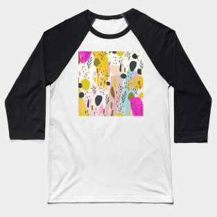 Pink And Yellow Abstract Art Trendy Modern Pattern Baseball T-Shirt